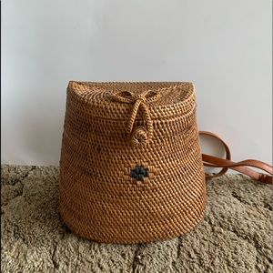 Wooden wooven backpack